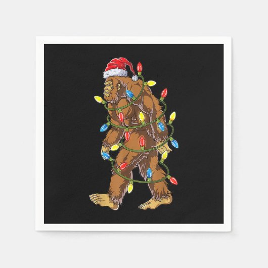 Bigfoot kerstboom verlicht Funny Xmas Sas Servet (Voorkant)