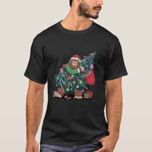 Bigfoot Kerstboom Verward Grappig Vakantie Sasqu T-shirt