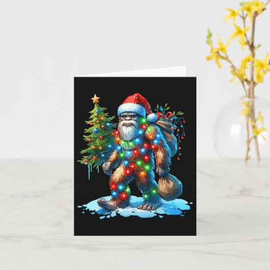 Bigfoot Kerstboom Xmas Sasquatch Kaart (Gele Bloem)
