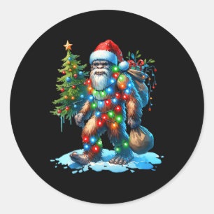Bigfoot Kerstboom Xmas Sasquatch Ronde Sticker