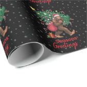 Bigfoot Kerstboom Zwart Cadeaupapier (Rol Hoek)
