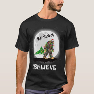 Bigfoot kerstboomlichten geloven Sasquatch T-shirt