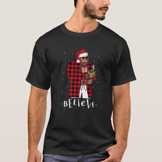 Bigfoot Kerstbuffel Plaid Sasquatch Koffie D T-shirt (Voorkant)