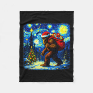 Bigfoot Kerstman Kerst Sterrennacht Sasquatch Bus Fleece Deken