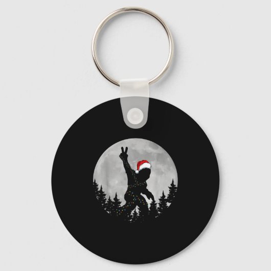 Bigfoot Kerstman Kerstboom Lichtjes Grappige Kerst Sleutelhanger (Voorkant)
