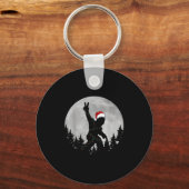 Bigfoot Kerstman Kerstboom Lichtjes Grappige Kerst Sleutelhanger (Voorkant)