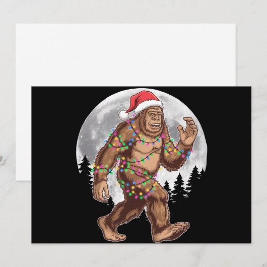 Bigfoot Kerstman Kerstboom Lichtjes Kerst Sasquatc Feestdagenkaart (Voorkant / Achterkant)