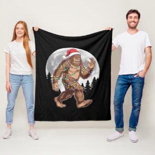 Bigfoot Kerstman Kerstboom Lichtjes Kerst Sasquatc Fleece Deken