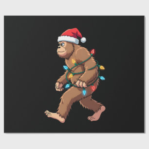 Bigfoot Kerstman Kerstboom Lichtjes Kerstmis Jonge Cadeaupapier
