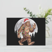 Bigfoot Kerstman Kerstboom Lichtjes Kerstmis Sasqu Feestdagenkaart (Staand voorkant)