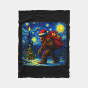Bigfoot Kerstman Kerstmis Sterrennacht Sasquatch B Fleece Deken