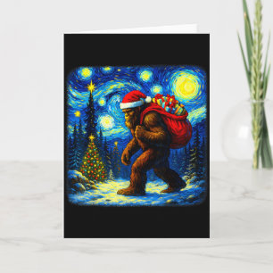 Bigfoot Kerstman Kerstmis Sterrennacht Sasquatch B Kaart