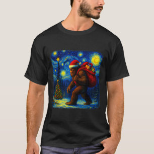 Bigfoot Kerstman Kerstmis Sterrennacht Sasquatch B T-shirt