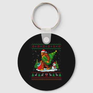 Bigfoot Kerstman Lelijke Kerstboom Grappig Kerstli Sleutelhanger