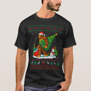 Bigfoot Kerstman Lelijke Kerstboom Grappige Kerstl T-shirt