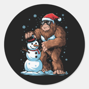Bigfoot Kerstman Sneeuwman Kinderen Jongens Mannen Ronde Sticker