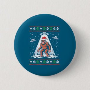 Bigfoot Kerstman Ufo Alien Grappige Lelijke Kerst  Ronde Button 5,7 Cm