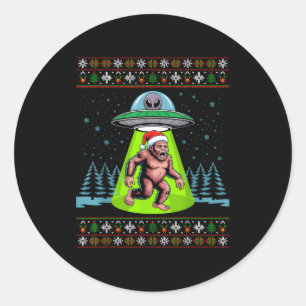 Bigfoot Kerstman Ufo Sasquatch Grappige Lelijke Ke Ronde Sticker
