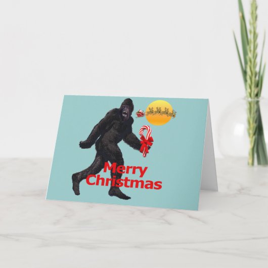 Bigfoot Kerstmis Feestdagen Kaart (Voorkant)