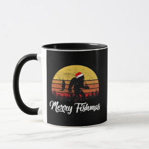 Bigfoot Kerstmis Sinterklaas Hoed Gelukkig Fishmas Mok