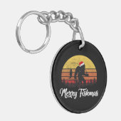 Bigfoot Kerstmis Sinterklaas Hoed Prettig Fishmas Sleutelhanger (Voorkant Links)
