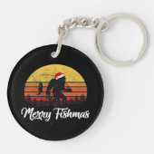 Bigfoot Kerstmis Sinterklaas Hoed Prettig Fishmas Sleutelhanger (Achterkant)