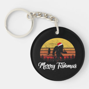 Bigfoot Kerstmis Sinterklaas Hoed Prettig Fishmas  Sleutelhanger