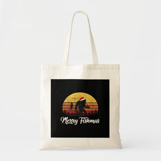 Bigfoot Kerstmis Sinterklaas Hoed Prettig VisKerst Tote Bag (Voorkant)
