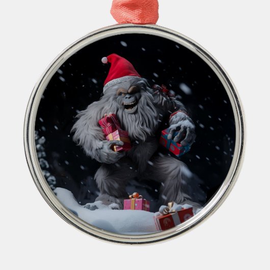 Bigfoot Kerstornament Metalen Ornament (Voorkant)