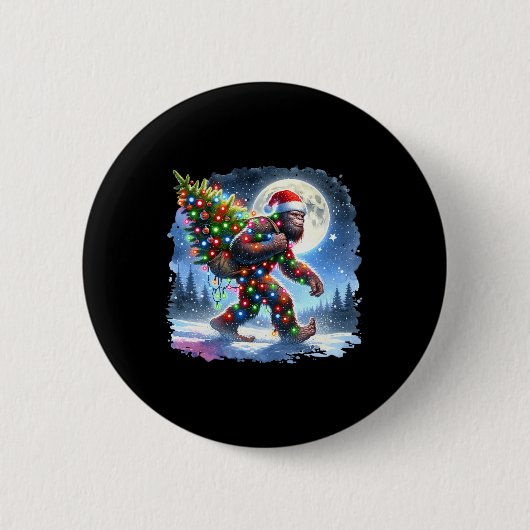 Bigfoot Kerstvakantie Sasquatch Xmas 1 Ronde Button 5,7 Cm (Voorkant)