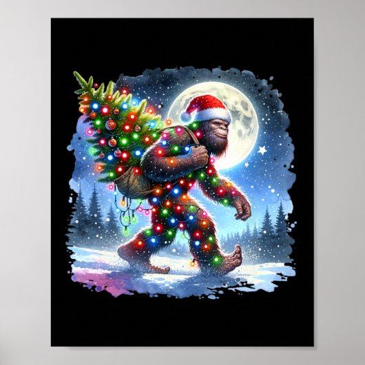 Bigfoot Kerstvakantie Sasquatch Xmas Poster (Voorkant)