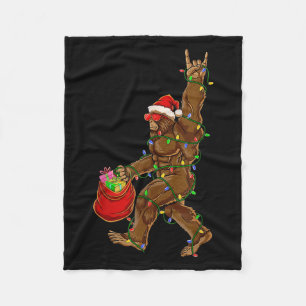 Bigfoot Kerstverlichting Rock Funny Sasquatch Fleece Deken