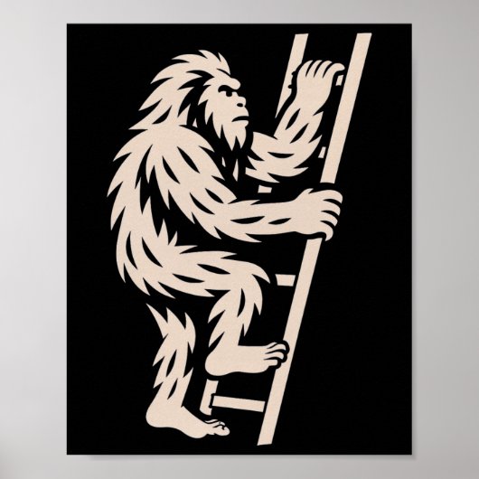 Bigfoot Klimmende Ladder Grappige Cryptid Sasquatc Poster (Voorkant)