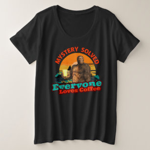 Bigfoot Koffie Mysterie Opgelost Humor Grote Maat T-shirt
