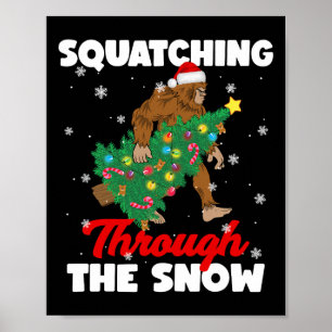 Bigfoot kraken door de sneeuw sasquatch chri poster