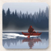 Bigfoot Lake Canoe Wilderness Pine Forest Camp Bier Onderzetter (Voorkant)