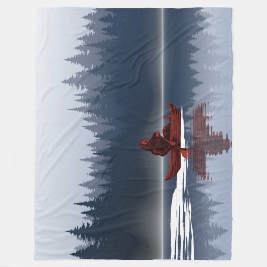 Bigfoot Lake Canoe Wilderness Pine Forest Fleece Deken (Voorkant)