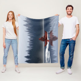 Bigfoot Lake Canoe Wilderness Pine Forest Fleece Deken