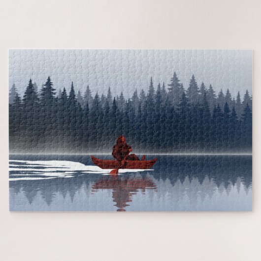 Bigfoot Lake Canoe Wilderness Pine Forest Legpuzzel (Horizontaal)