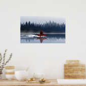 Bigfoot Lake Canoe Wilderness Pine Forest Poster (Keuken)