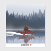Bigfoot Lake Canoe Wilderness Pine Forest Sticker (Vel)