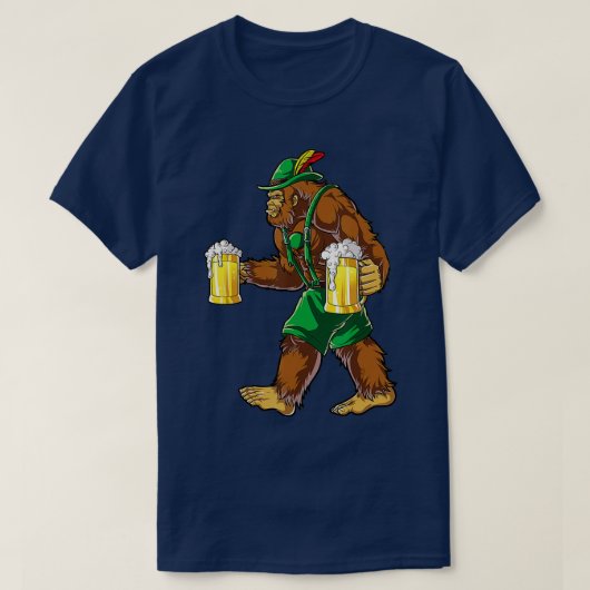 Bigfoot Lederhosen T Shirt Oktoberfest Mannen Pros (Design voorkant)
