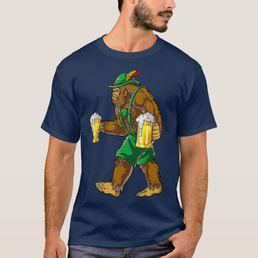 Bigfoot Lederhosen T Shirt Oktoberfest Men Prost (Voorkant)