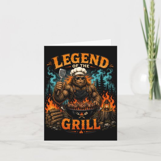 Bigfoot Legende Van De Grill Grappige Bbq Vader Kaart (Voorkant)