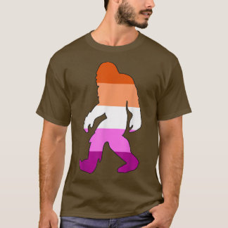 Bigfoot Lesbian Pride Flag Sasquatch LGBTQ Ally T- T-shirt