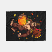 Bigfoot Lgrim Turkey Pumpkin Thanksgiving Day Boys Fleece Deken (Voorkant (Horizontaal))