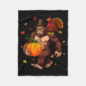 Bigfoot Lgrim Turkey Pumpkin Thanksgiving Day Boys Fleece Deken (Voorkant)