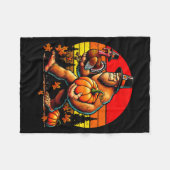 Bigfoot Lgrim Turkey Pumpkin Thanksgiving Day Boys Fleece Deken (Voorkant (Horizontaal))