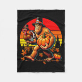 Bigfoot Lgrim Turkey Pumpkin Thanksgiving Day Boys Fleece Deken (Voorkant)