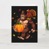Bigfoot Lgrim Turkey Pumpkin Thanksgiving Day Boys Kaart (Voorkant)